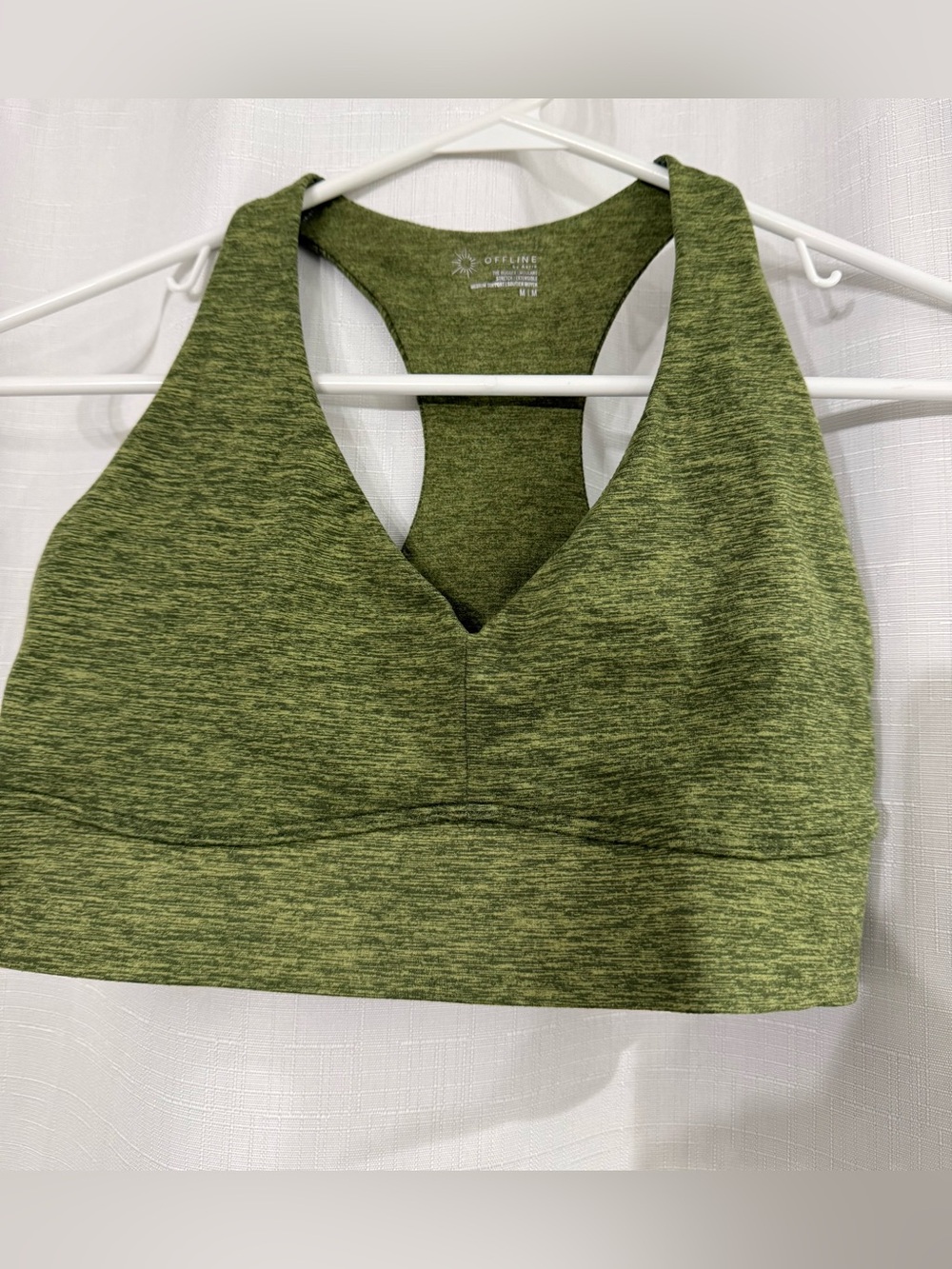 aerie Olive Green Heather V-Neck Racerback Sports Bra